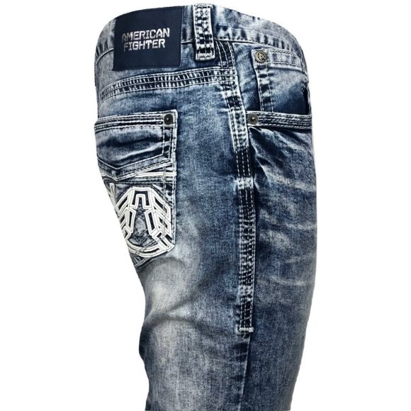 AMERICAN FIGHTER Men Denim Jeans LEGEND REVEL BRON - Picture 7 of 12